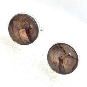 Cufflinks silver plated handcrafted glass